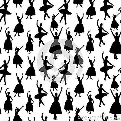 Ballerina black isolated silhouette on white background Vector Illustration