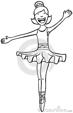 Ballerina Dancer - black and white Vector Illustration