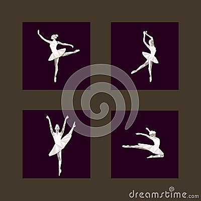 Ballerina dancer performance set Cartoon Illustration