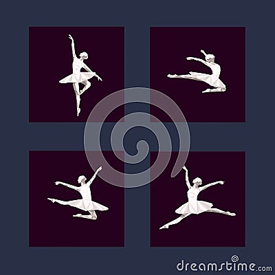 Ballerina dancer performance set Cartoon Illustration