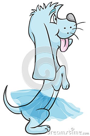 Ballerina Dog Dancing With Tutu Skirt Happy And Smiling Vector Illustration