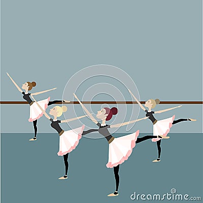 Ballerina in the hall Vector Illustration