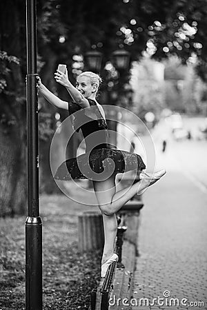 Ballerina makes selfie Stock Photo