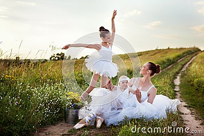 Ballerina mother and daughters Stock Photo