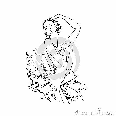 Ballerina.Odette. White swan. Ballet. Dance. Vector illustration. Vector Illustration