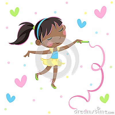 Ballerina party - Adorable little ballerina girl Cartoon Illustration