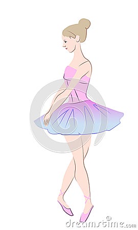 Ballerina in pink dress Vector Illustration