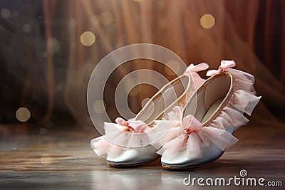 ballerina pointe shoes with bows Stock Photo