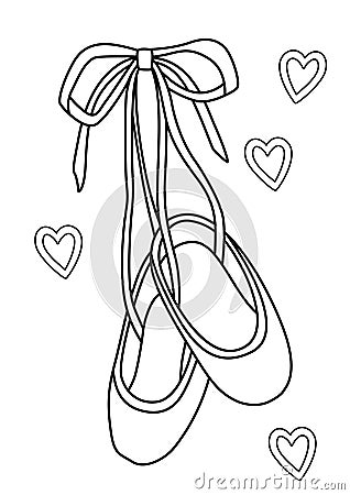 Ballerina Shoes Ballet Sport Coloring Pages for Kids and Adult Stock Photo