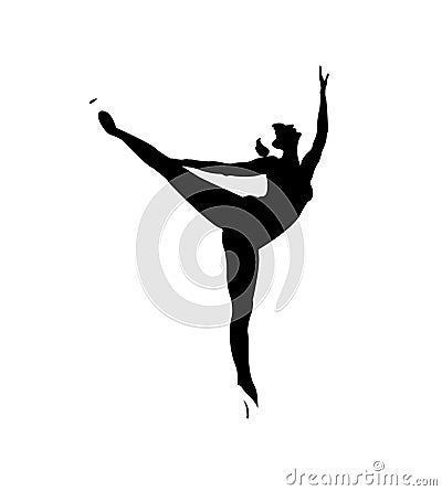 Ballerina silhouette on white background. Vector ballet girl Stock Photo