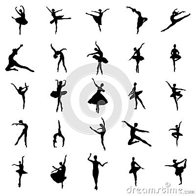 Ballerina silhouettes set Vector Illustration