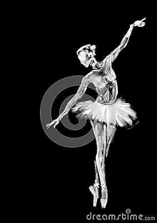 Ballerina in tutu and pointe shoes. Elegant pose. Stock Photo