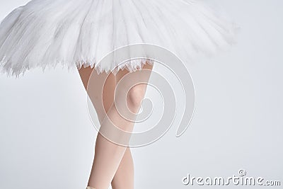 Ballerina white tutu dance exercise performance light background Stock Photo