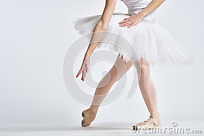 Ballerina white tutu dance exercise performance light background Stock Photo