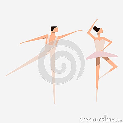 Ballet dancer and Ballerina. Ballet dance. Slender figures. Vector Illustration