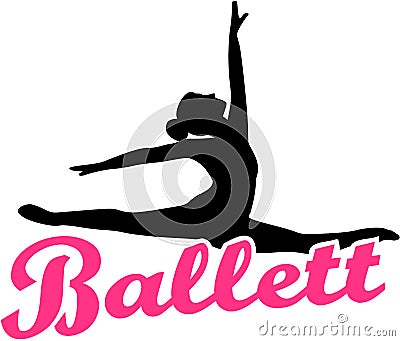 Ballet dancer with german retro ballett Vector Illustration