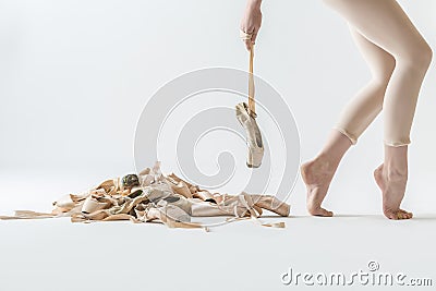 Ballet dancer legs and pointe shoes Stock Photo