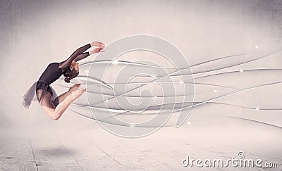 Ballet dancer performing modern dance with abstract lines Stock Photo