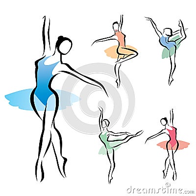 Ballet dancer silhouette Vector Illustration