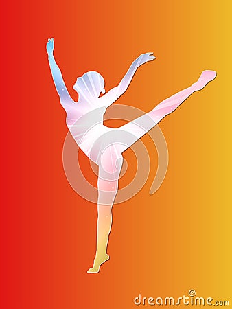A Ballet Dancer Silhouettes, Colorful, Rainbow Stock Photo