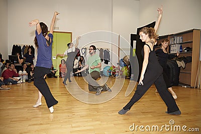 Ballet dancers rehearsing on parquet Editorial Stock Photo