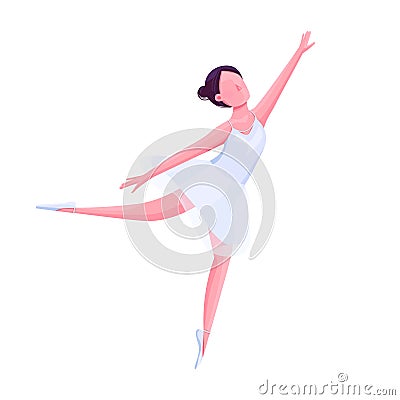 Ballet female dancer flat color vector faceless character Vector Illustration