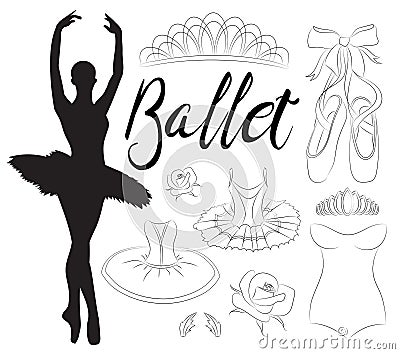 Ballet icon set Vector Illustration