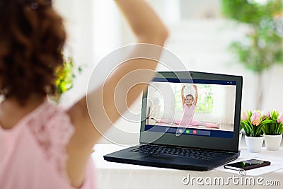 Ballet lesson online. Remote learning for kids Stock Photo