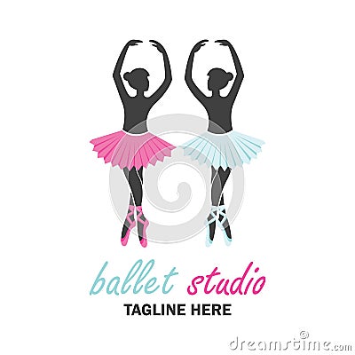 Ballet logo for ballet school. vector illustration Vector Illustration