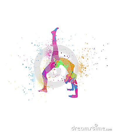 Ballet logo design. Colorful sport background. Vector Illustration