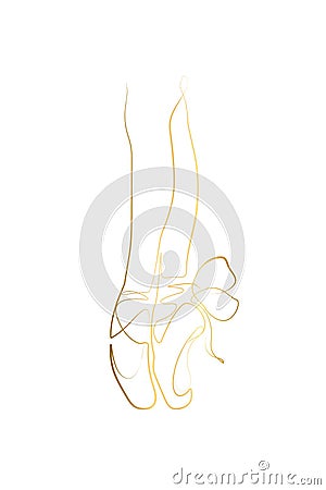 Ballet Pointe shoes continuous line drawing Cartoon Illustration