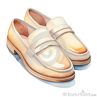 loafer shoes watercolor illustration Cartoon Illustration