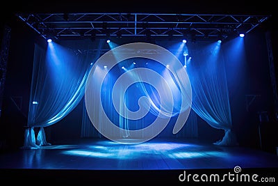 ballet stage illuminated with blue stage lights Stock Photo