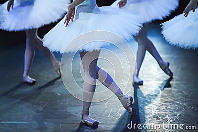 Ballet swan lake. statement. Ballerinas in the movement. Stock Photo