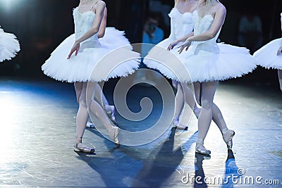 Ballet swan lake. statement. Ballerinas in the movement. Stock Photo