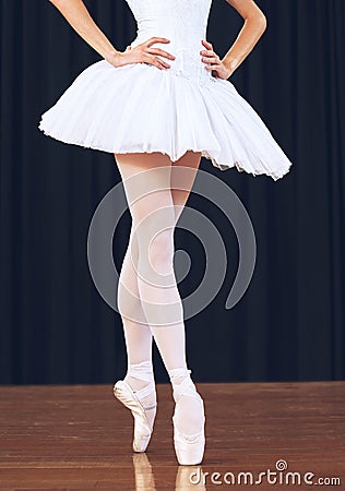 Ballet woman dancer on theatre stage for a dance performance or training for a professional art career. Artistic academy Stock Photo