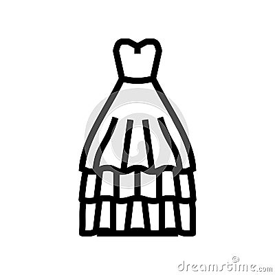 ballgown wedding dress line icon vector illustration Cartoon Illustration