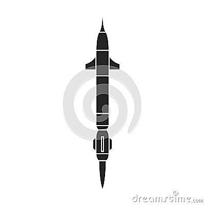 Ballistic missile vector icon.Black vector icon isolated on white background ballistic missile. Stock Photo