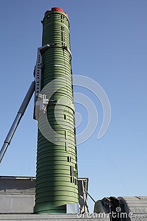 Rocket launcher is aimed at the sky Stock Photo