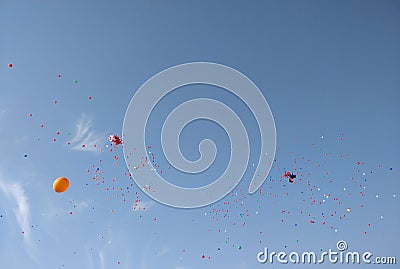 Ballon in Blue sky at Noon time Stock Photo