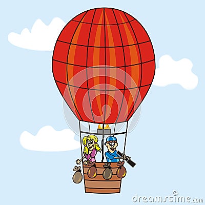 Balloon, hot air balloon flight, vector illustration Vector Illustration