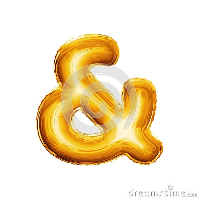 Balloon And Ampersand symbol 3D golden foil realistic alphabet Stock Photo