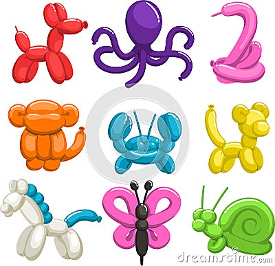 Balloon animals cartoon icon illustrations Cartoon Illustration