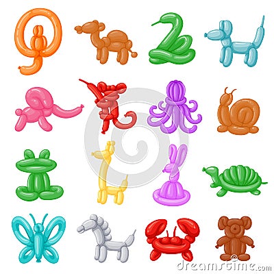 Balloon animals set Vector Illustration