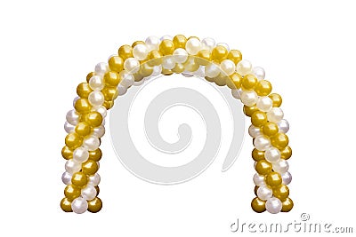 Balloon Archway door Gold Yellow and white, Arches wedding, Balloon Festival design decoration elements with arch floral design is Stock Photo