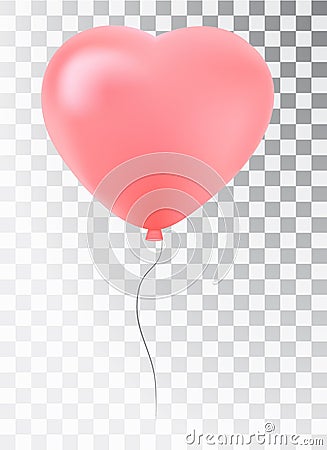 Balloon as a pink heart. Symbol of love. Gift. valentine`s day syatogo. Vector realistic 3de object. Isolated object on Vector Illustration