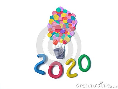 Balloon baskets plasticine clay, 2020 year dough Stock Photo