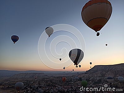 Balloon cappadocia sunset tourism Editorial Stock Photo