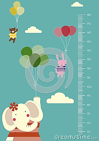 Balloon cartoons ,Meter wall or height meter from 50 to 180 centimeter,Vector illustrations Vector Illustration