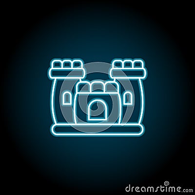 Balloon castle blue neon icon. Simple thin line, outline vector of amusement icons for ui and ux, website or mobile application Stock Photo